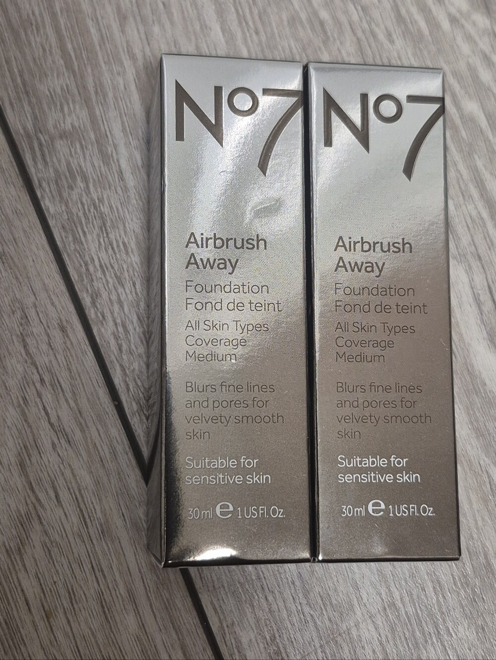 2X- No7 Airbrush Away Foundation TOFFEE All Skin Types Medium Coverage 30ML/ 1oz